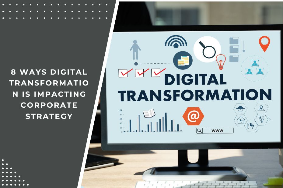 A business professional analyzing digital transformation strategies on a tablet with futuristic graphics in the background.